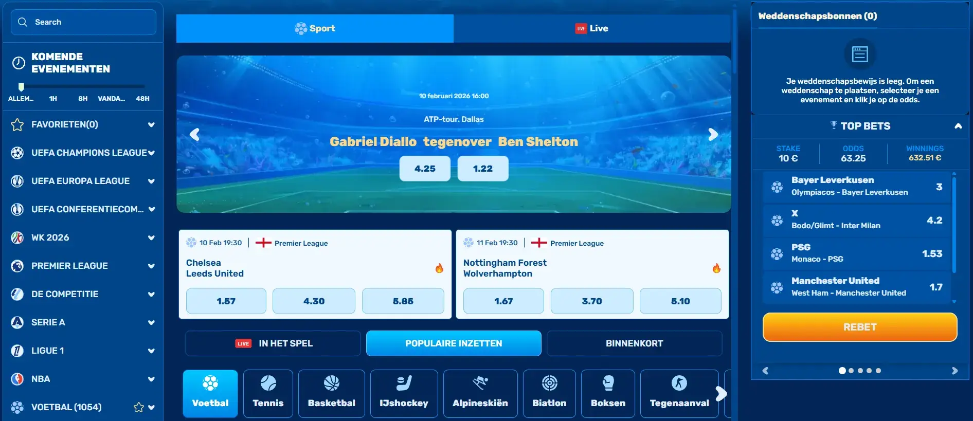 SpinFin Sport - Online sportweddenschappen en live odds